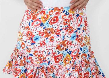 Glamorous Φούστα Mini Με Βολάν Floral Κόκκινη - Alicante - Glamorous - 